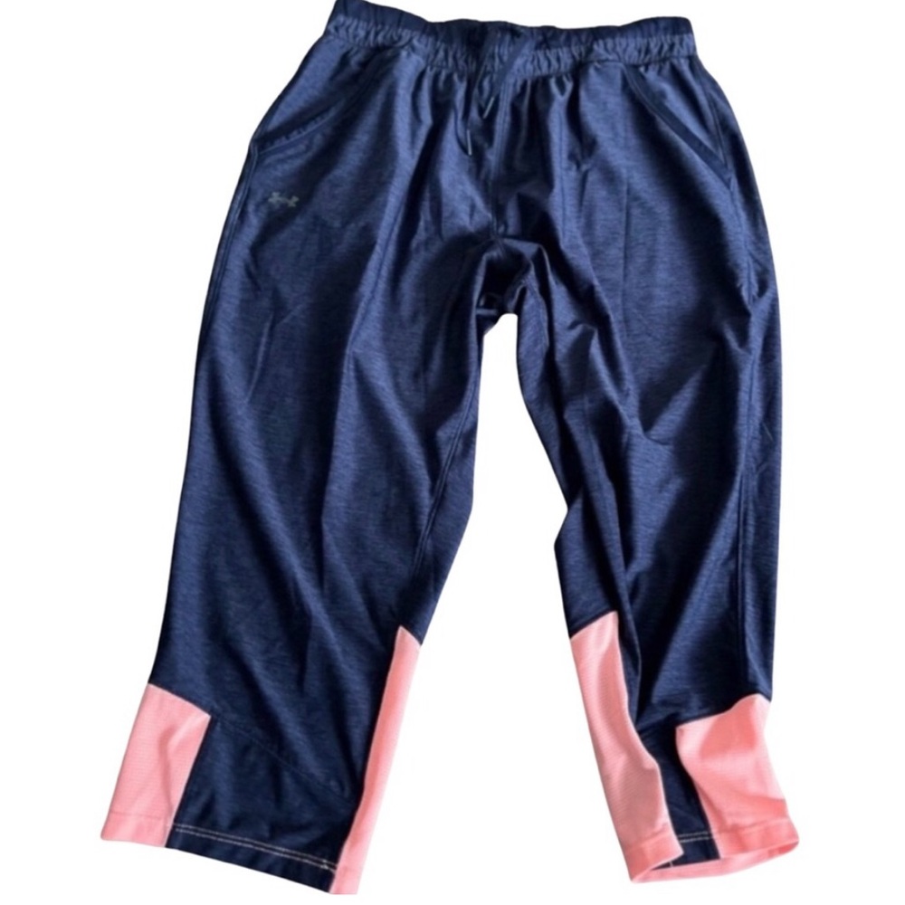 UA Women’s Sz M HeatGear Loose UNDER ARMOUR Capri Pants Blue + Pink